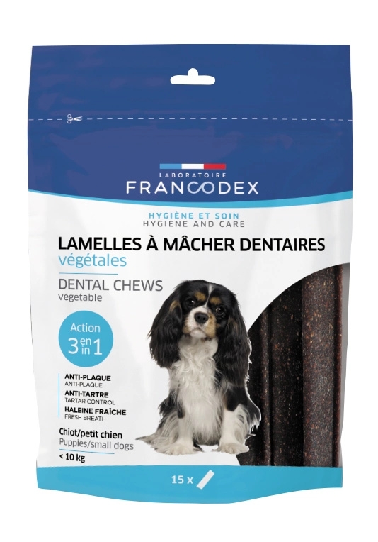 Zdjęcie Francodex Lamelles Paski Dental gryzaki do pielęgnacji jamy ustnej dla małych psów 15 szt.