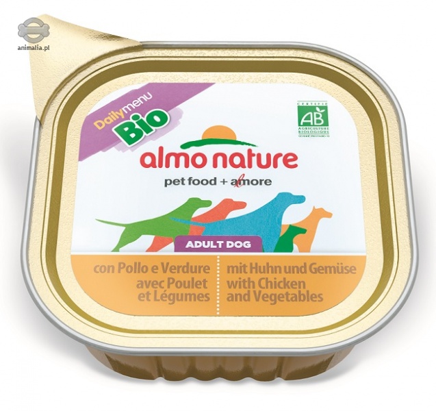 Zdjęcie Almo Nature Daily Menu Bio tacka dla psów mała  z kurczakiem i warzywami 100g