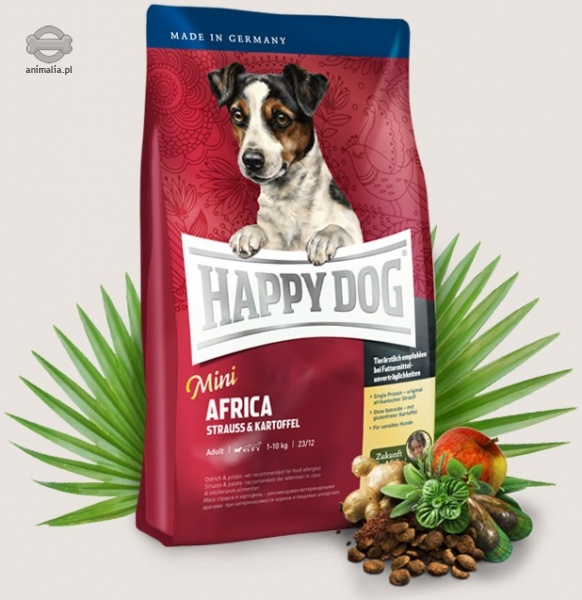 Zdjęcie Happy Dog Supreme Mini Africa dla małych ras  z mięsem strusia i ziemniakami 4kg