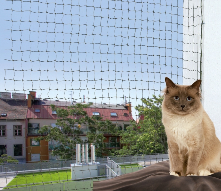 Zdjęcie Trixie Siatka ochronna do okien / balkonów wzmocniona 8 x 3 m, oliwkowa 