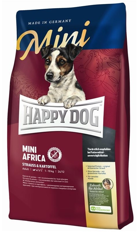 Zdjęcie Happy Dog Supreme Mini Africa dla małych ras  z mięsem strusia i ziemniakami 1kg