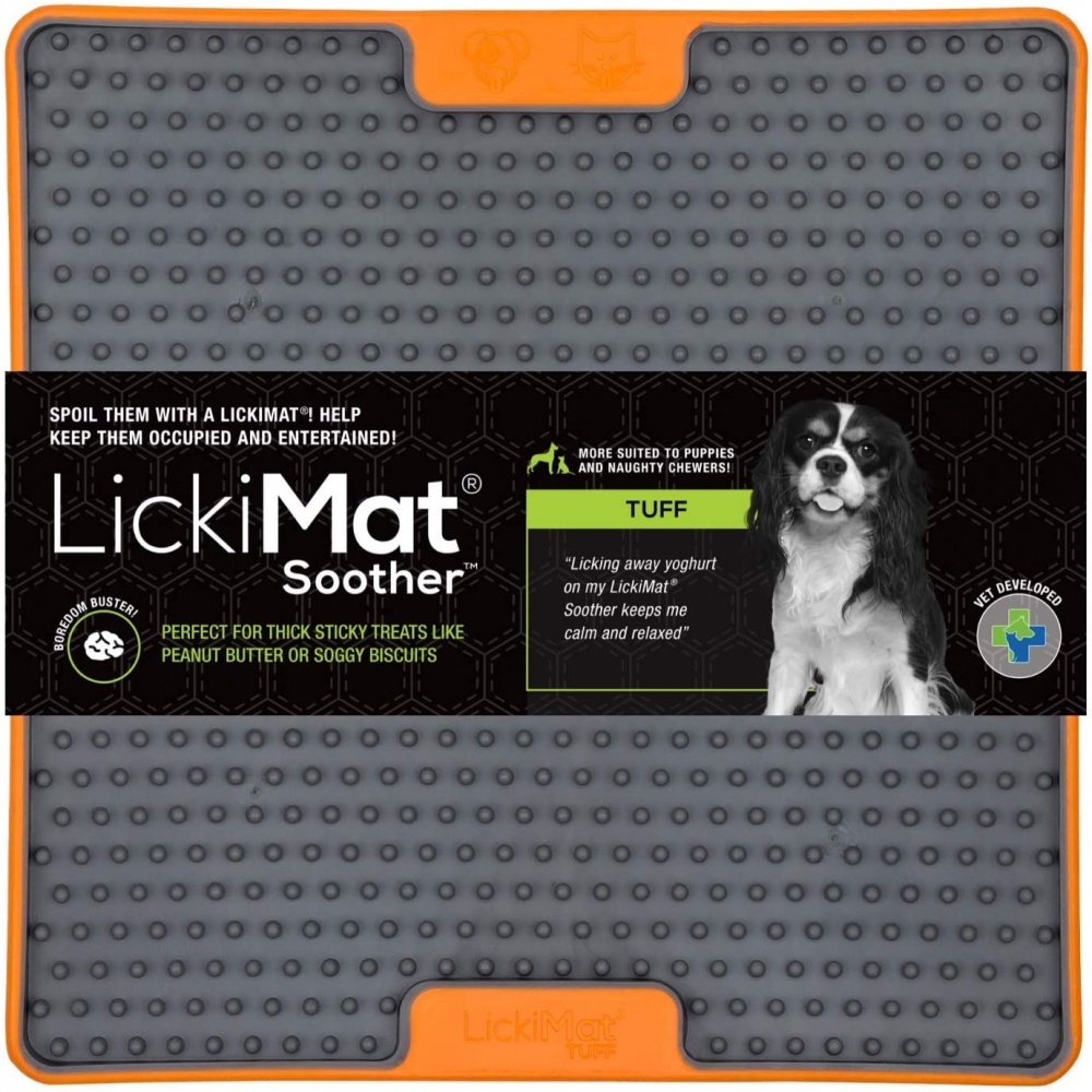 Zdjęcie LickiMat LickiMat Soother Deluxe/Tuff mata krzyżyk twardy dla psów i kotów pomarańczowa 20 x 20 cm