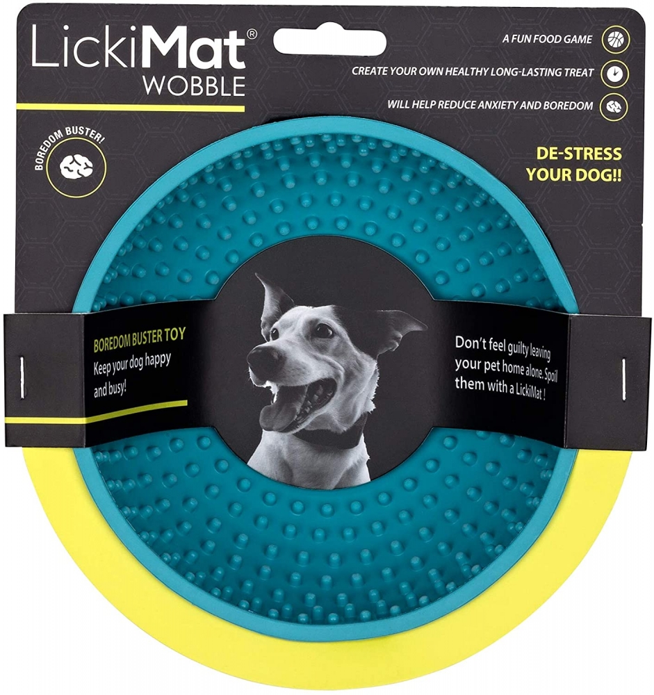 Zdjęcie LickiMat LickiMat Wobble Miska głęboka jeżyk miękka dla psów i kotów niebieska 8 x 16,5 cm