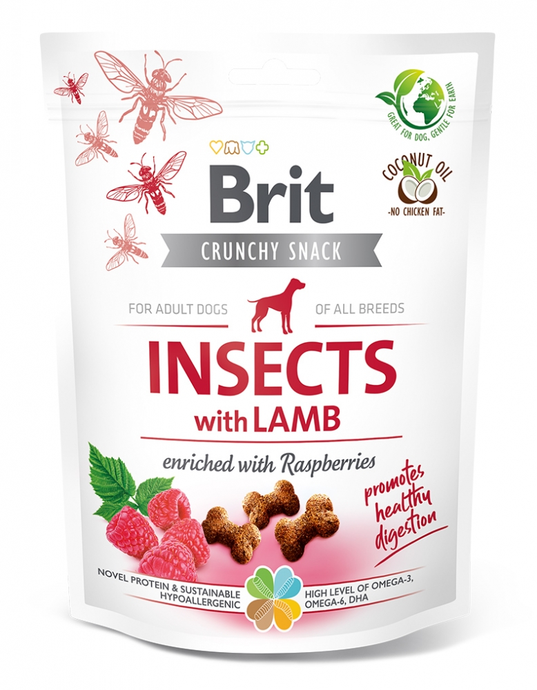 Zdjęcie Brit Crunchy Snack Insects for Dogs with Lamb enriched with Raspberries przysmaki z owadów dla psów 200g