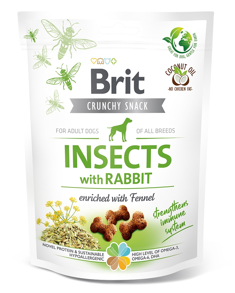 Zdjęcie Brit Crunchy Snack Insects for Dogs with Rabbit enriched with Fennel przysmaki z owadów dla psów 200g