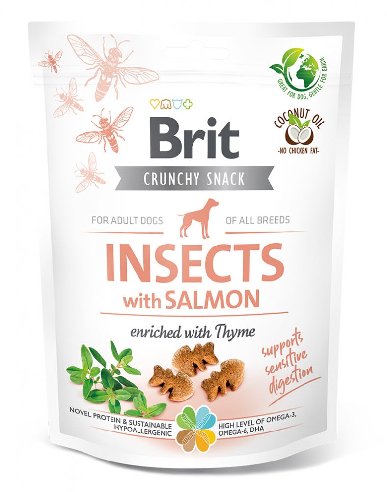 Zdjęcie Brit Crunchy Snack Insects for Dogs with Salmon enriched with Thyme przysmaki z owadów dla psów 200g