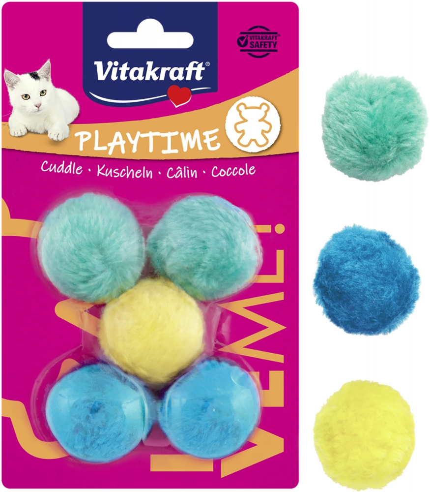 Zdjęcie Vitakraft Pluszowe piłeczki z grzechotkami dla kota  kolorowe 5 szt.