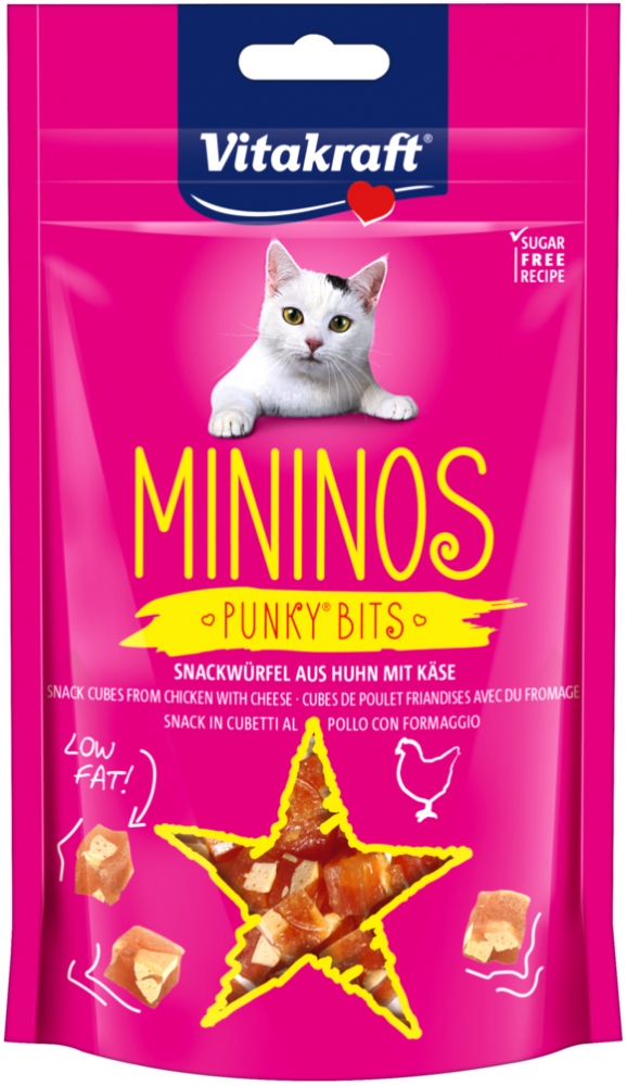 Zdjęcie Vitakraft Mininos Punky Bits dla kota  suszone filety z kurczaka + ser 40g