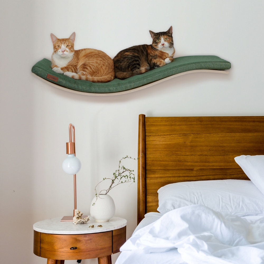 Zdjęcie Cosy And Dozy Półka dla kota Chill DeLuxe  Walnut (orzech), kolor Elegant Green 90 x 41 cm