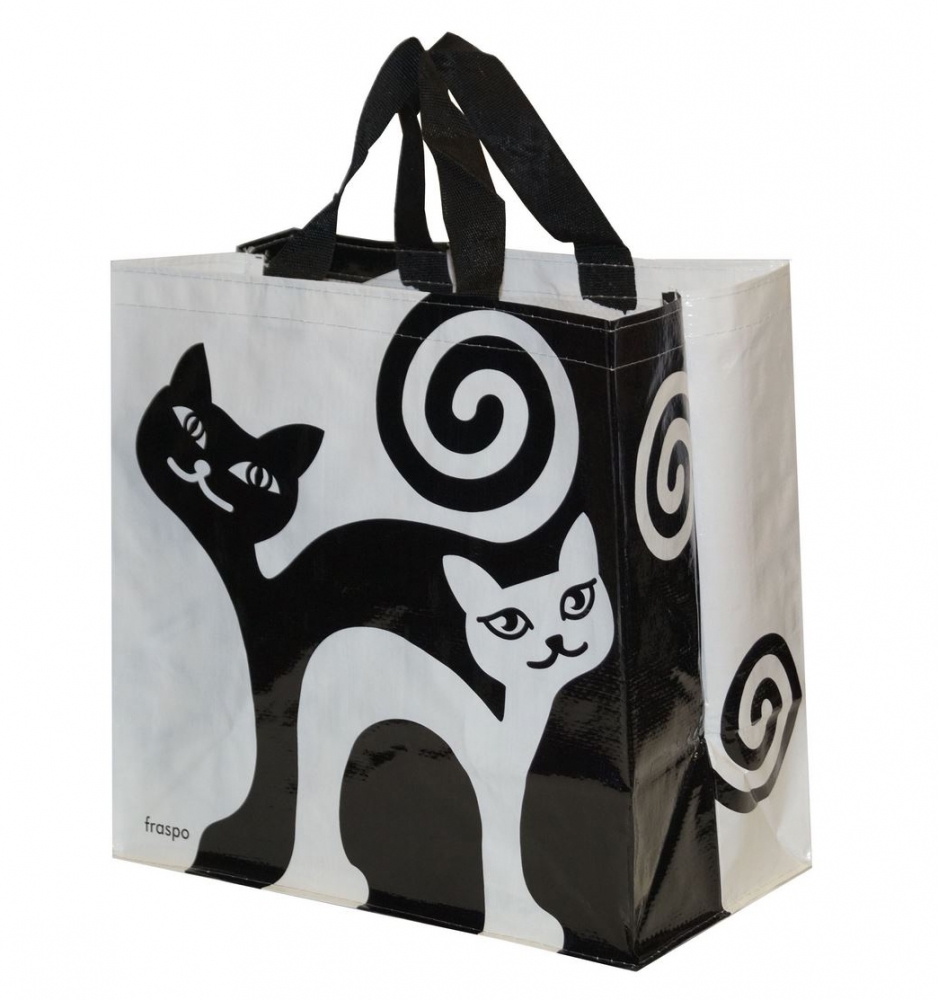 Zdjęcie Fraspo Torba Animals duża 24 litry  zakręcone koty czarno-biała 35 x 20 x 35 cm