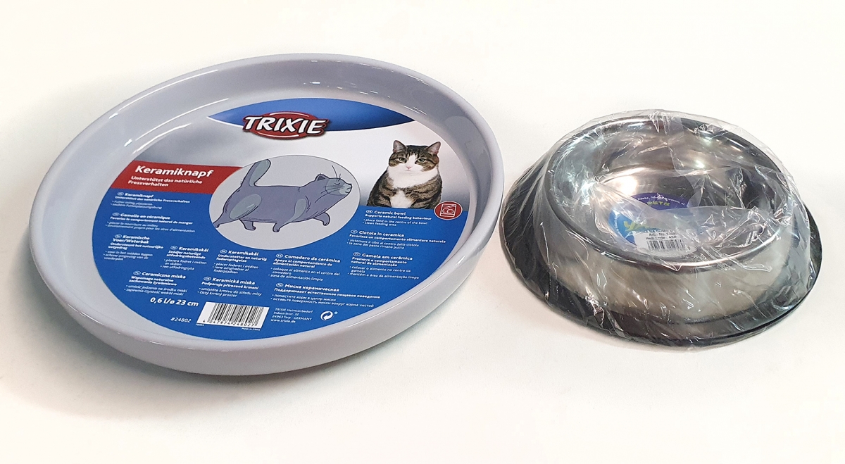 Zdjęcie Trixie Miska ceramiczna dla kota ekstra szeroka  szara z szarym kotkiem 0.6 l; śr. 23 cm