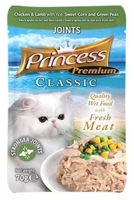 Zdjęcie Princess Premium Cat saszetka Joints na zdrowe stawy kurczak, jagnięcina z kukurydzą i groszkiem 70g