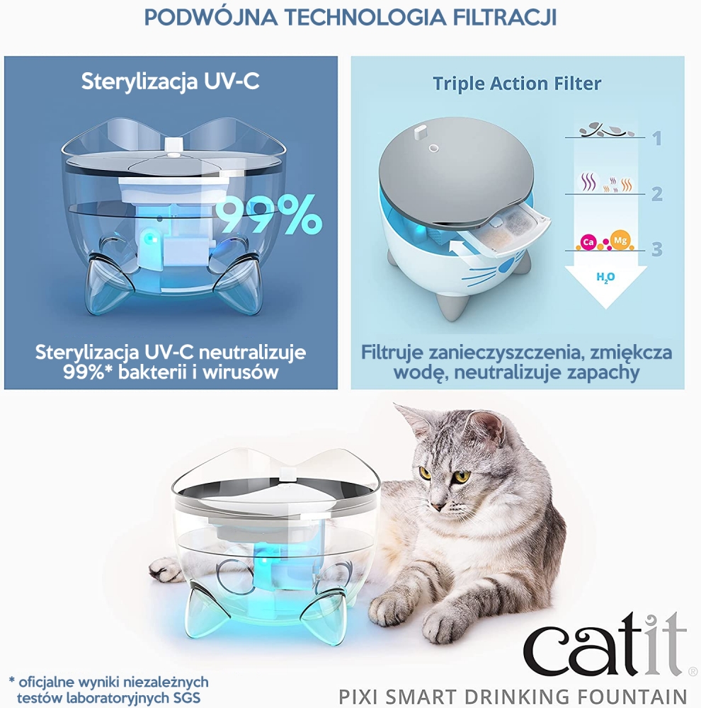 Zdjęcie catit Pixi Smart Fountain fontanna dla kota 2,5l  21 x 21 x 19 cm