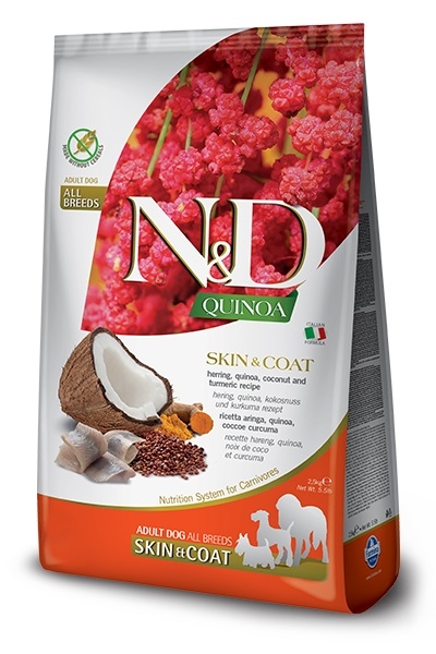 Zdjęcie Farmina N&D Quinoa Dog Adult Mini Skin & Coat Grain Free śledź, quinoa, kokos i kurkuma 800g