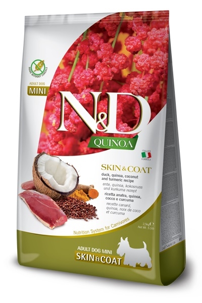 Zdjęcie Farmina N&D Quinoa Dog Adult Mini Skin & Coat Grain Free kaczka, quinoa, kokos i kurkuma 800g