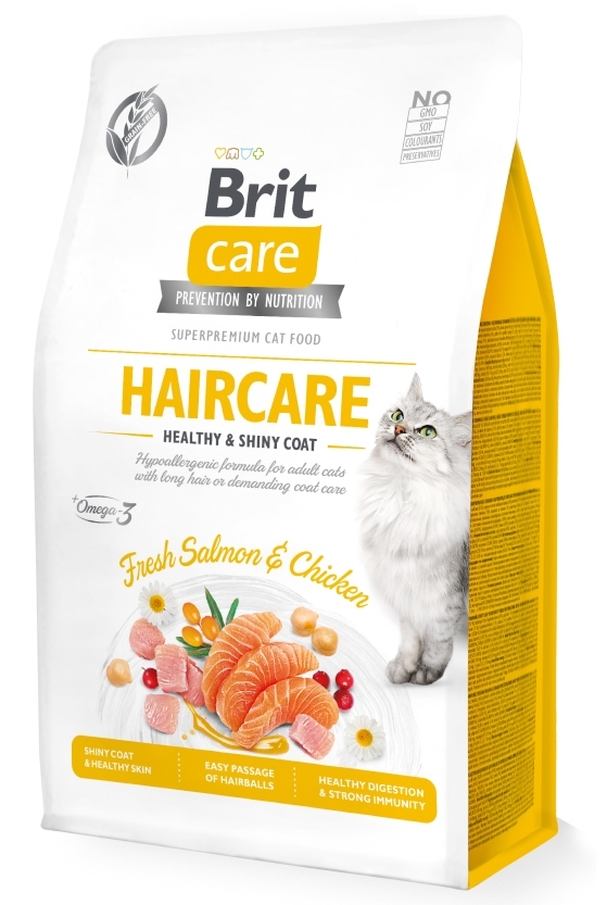 Zdjęcie Brit Care Cat Haircare Healthy & Shiny Grain Free koty długowłose 7kg