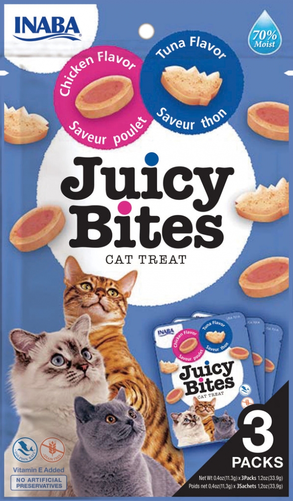 Zdjęcie Inaba Cat Juicy Bites wilgotne kąski dla kota Grain Free tuńczyk i kurczak 33,9g