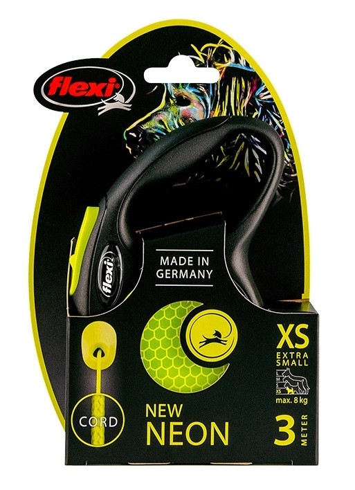 Zdjęcie Flexi Smycz automatyczna New Neon linka XS (do 8kg) żółta dł. 3m