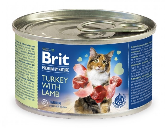 Zdjęcie Brit Premium by Nature puszka dla kota  indyk z jagnieciną  200g