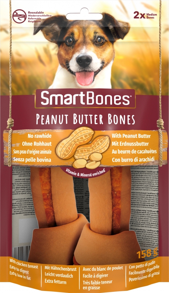 Zdjęcie 8in1 Kość wiązana Smart Bones Peanut Butter Medium  z mięsem kurczaka i masłem orzechowym 2 szt.