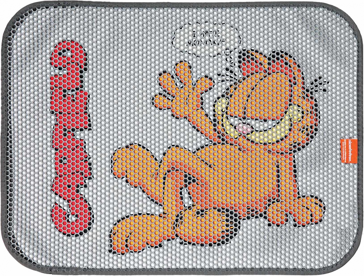 Zdjęcie Garfield Dwuwarstwowa mata wycieraczka pod kuwetę prostokątna szara 58,5 x 44 cm