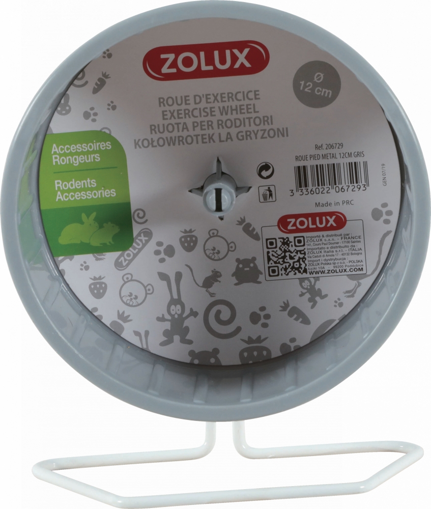 Zdjęcie Zolux Kołowrotek plastikowy na metalowej podstawie  szary 12 cm