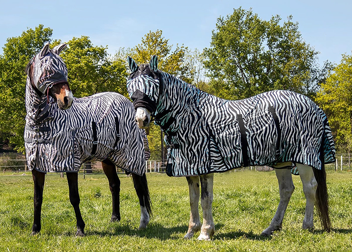 Zdjęcie Start Derka Zebra przeciw owadom z kapturem siatkowa czarno-biała 