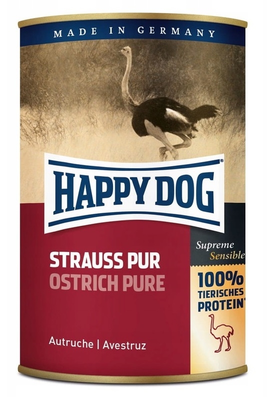 Zdjęcie Happy Dog 100% Ostrich puszka średnia  struś 400g