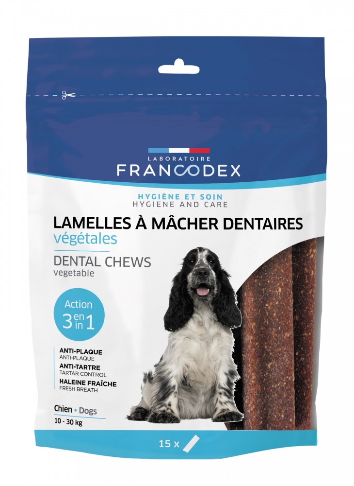Zdjęcie Francodex Lamelles Paski Dental gryzaki do pielęgnacji jamy ustnej dla średnich i dużych psów 15 szt.