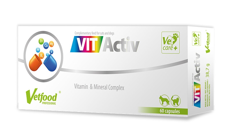 Zdjęcie Vetfood Vitactiv zestaw witamin i składników mineralnych dla psów i kotów 60 kaps.
