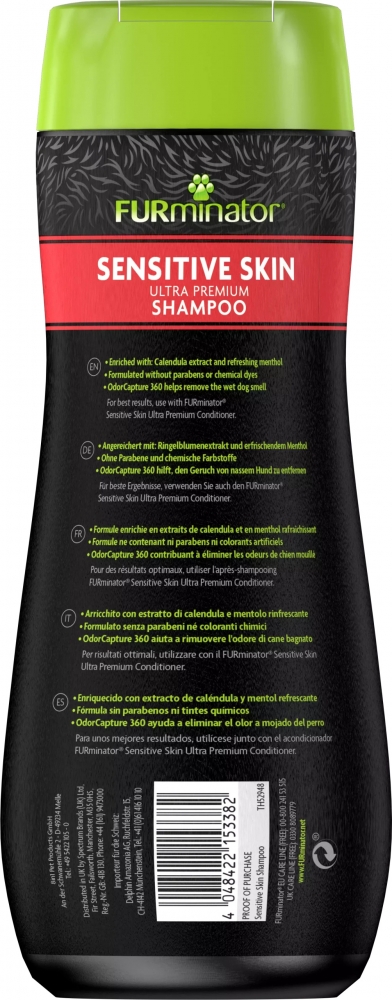 Zdjęcie Furminator Sensitive Skin Ultra Premium Shampoo szampon dla psów do wrażliwej, suchej skóry 473 ml