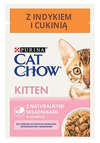Zdjęcie Purina Cat Chow Kitten saszetka dla kociąt z indykiem i cukinią w galaretce 85g