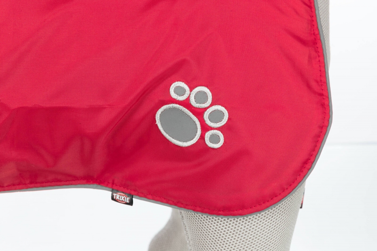 Zdjęcie Trixie Płaszczyk przeciwdeszczowy Orlans podszywany polarem czerwony dł. 25 cm