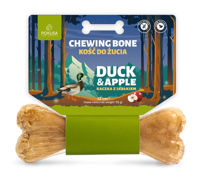 Zdjęcie Pokusa Feel The Wild Chewing Bone kość do żucia kaczka i jabłko 12 cm