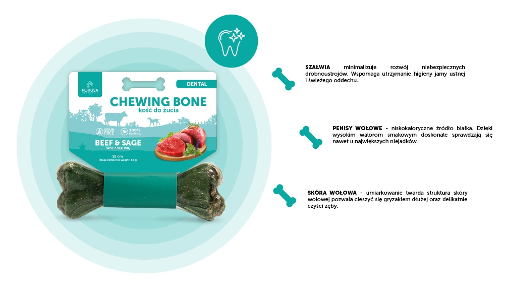 Zdjęcie Pokusa Premium Selection Chewing Bone kość do żucia Dental 12 cm