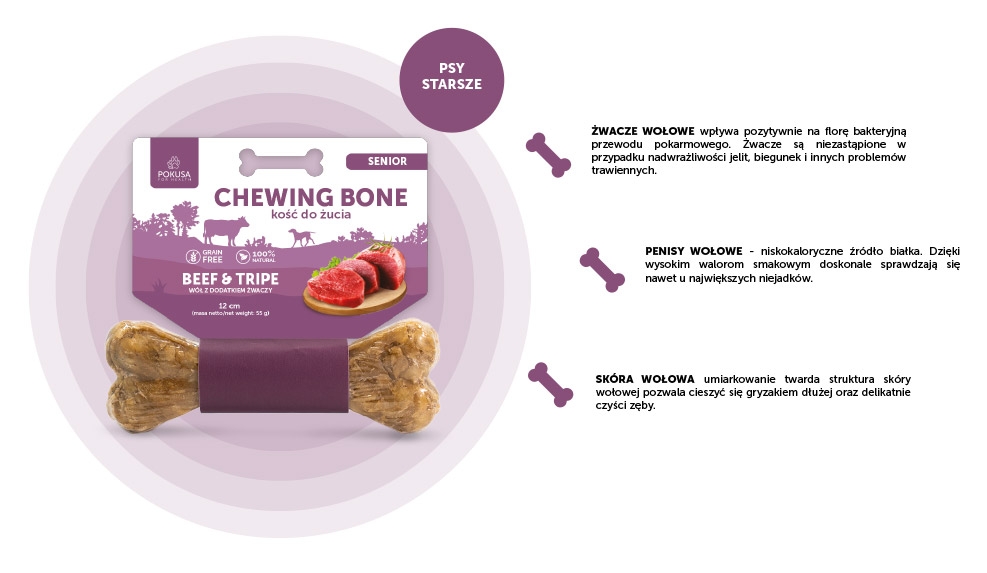 Zdjęcie Pokusa Premium Selection Chewing Bone kość do żucia Senior 17 cm