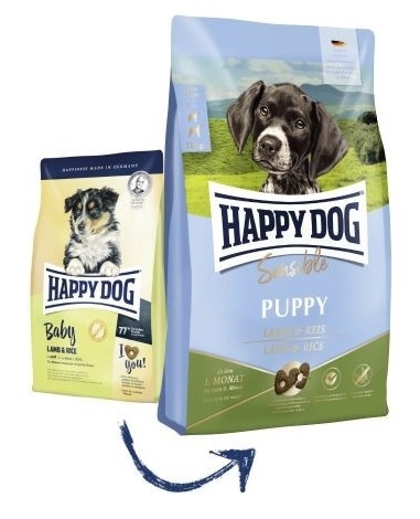 Zdjęcie Happy Dog Sensible Puppy  jagnięcina i ryż 1kg