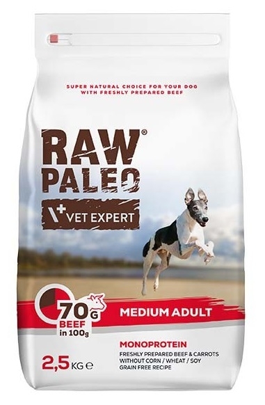 Zdjęcie VetExpert  Raw Paleo Adult Medium Beef  dla psów ras średnich 10kg
