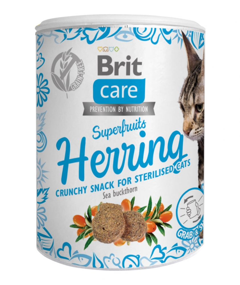 Zdjęcie Brit Care Cat Snack Superfruits Herring naturalny przysmak dla kota dla kotów sterylizowanych 100g