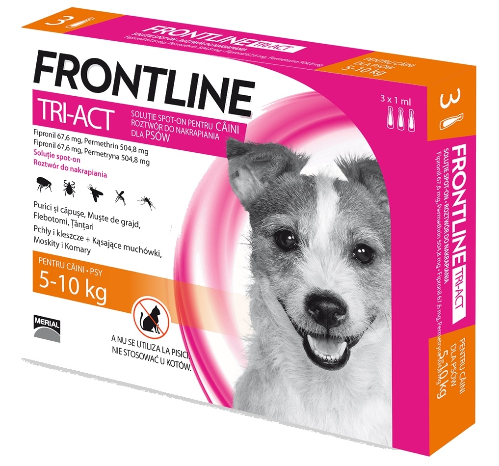 Zdjęcie Frontline Tri-Act Pies trójpak  dla psów S (5-10 kg) 3 x 1 ml