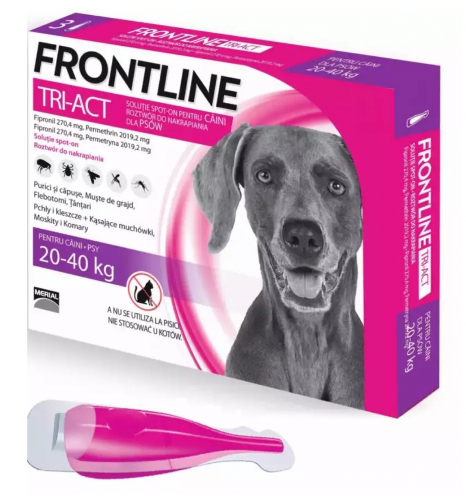 Zdjęcie Frontline Tri-Act Pies trójpak  dla psów L (20-40 kg) 3 x 4 ml
