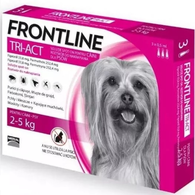 Zdjęcie Frontline Tri-Act Pies trójpak   dla psów XS (2-5 kg) 3 x 0,5 ml