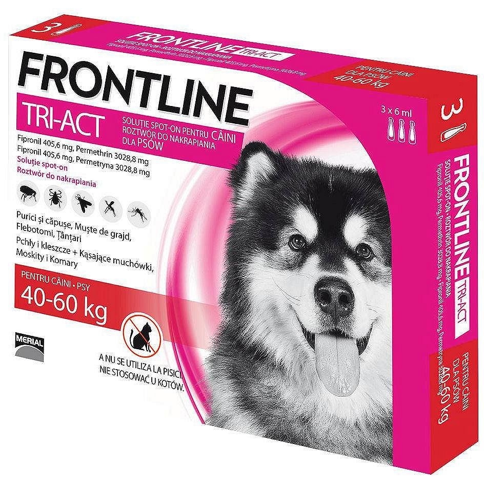 Zdjęcie Frontline Tri-Act Pies trójpak  dla psów XL (40-60 kg) 3 x 6 ml