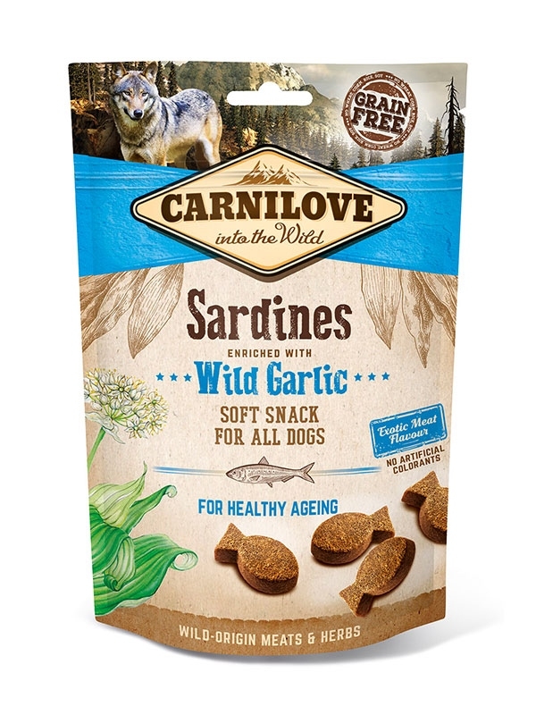 Zdjęcie Carnilove Dog Soft Snack przysmaki dla psów dojrzałych sardynki z czosnkiem 200g