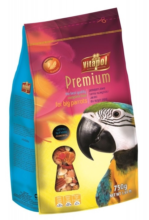 Zdjęcie Vitapol Premium Line Pełnowartościowy pokarm dla dużych papug   750g