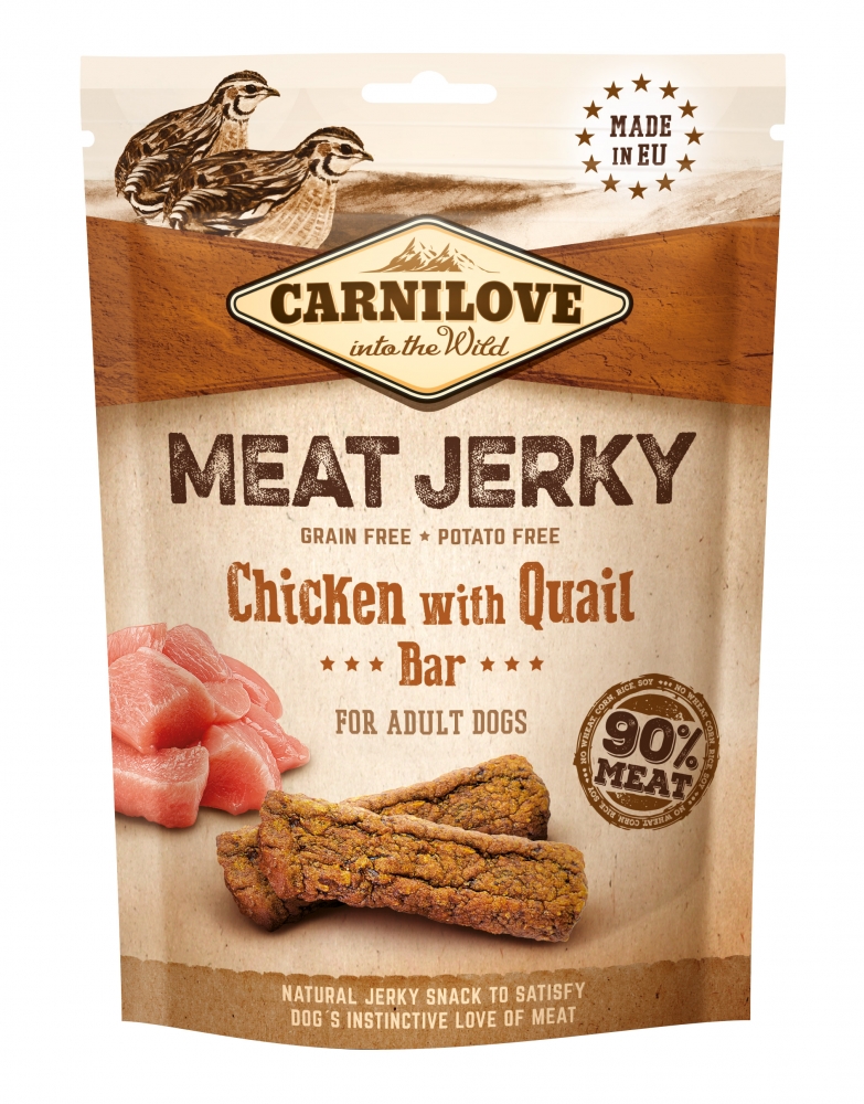 Zdjęcie Carnilove Meat Jerky smakołyki z suszonego mięsa  Chicken with Quail Bar 100g