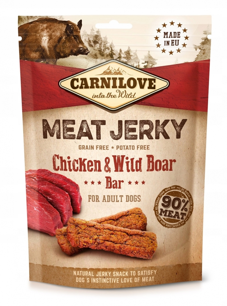 Zdjęcie Carnilove Meat Jerky smakołyki z suszonego mięsa  Chicken & Wild Boar Bar 100g