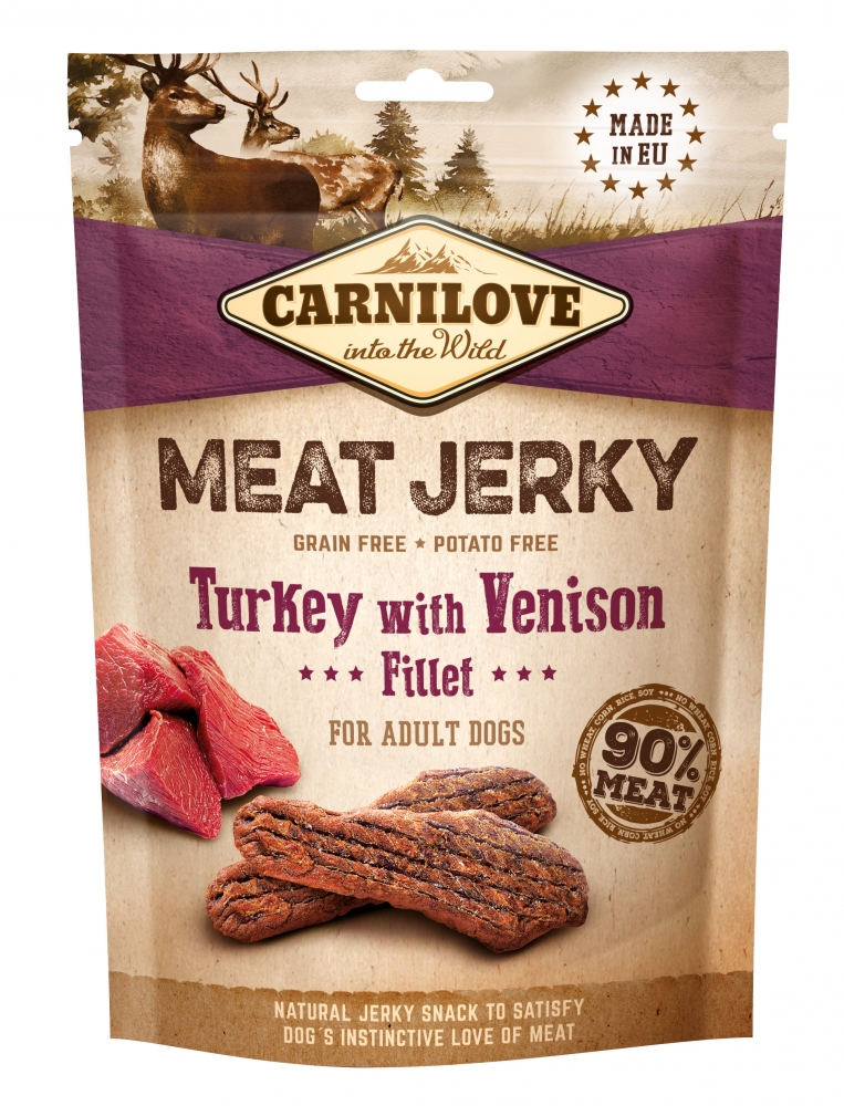 Zdjęcie Carnilove Meat Jerky smakołyki z suszonego mięsa  Turkey & Venison Fillet 100g