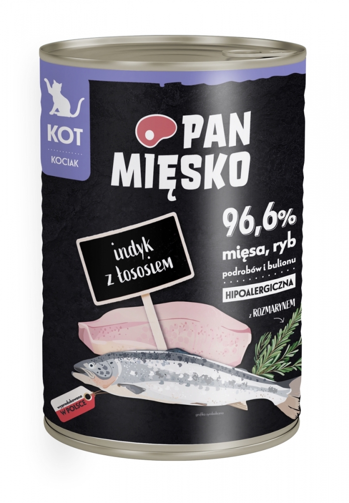 Zdjęcie Pan Mięsko Pełnoporcjowa karma mokra dla kociąt  indyk z łososiem 400g