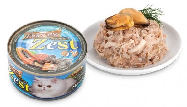 Zdjęcie Princess Premium Cat Zest puszka  kurczak, tuńczyk i omułki 170g